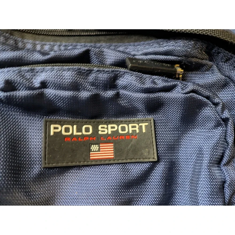 Vintage Polo Sport Ralph Lauren Blue Backpack School Bag Large USA VTG 90s